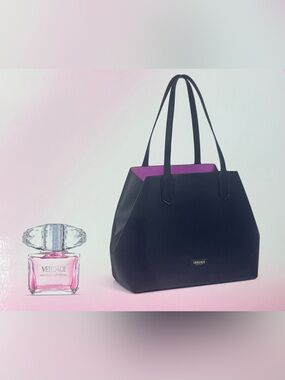 Versace Bright Crystal edt + Black Tote with Pink Interior Trim gift sets